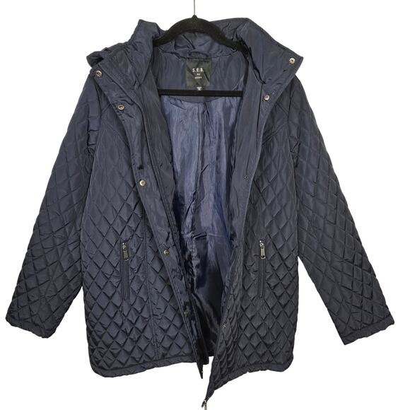 S.E.B. by Sebby Quilted Navy Jacket, Women, Size XL - Picture 4 of 13